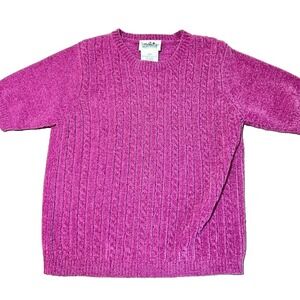 Northern‎ Reflections Sweater Womens Small Pink Ribbed Acrylic Short Sleeve VTG